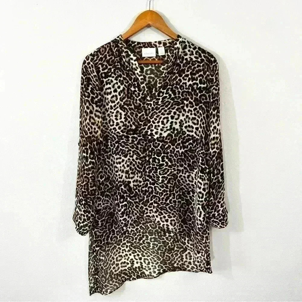 Chicos size 0 animal print high low tunic